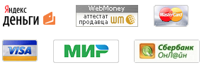 Яндекс.Деньги, Webmoney, Visa, MasterCard, Сбербанк Онлайн