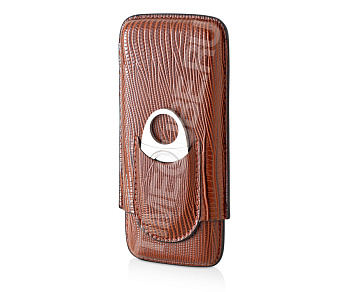 Чехол для 3 сигар с гильотиной кожаный